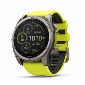 Garmin Fenix 8 51mm Solar Sapphire, Titan med gul-grafittfarget silikonrem Varanger Sportslager 1